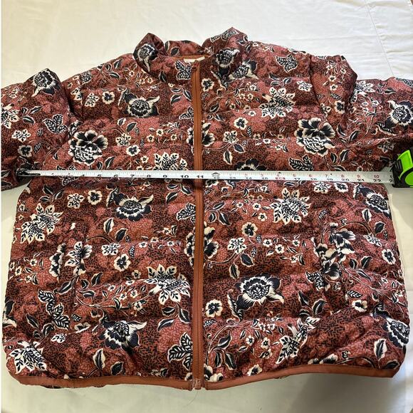 Garnet Hill Womens Large Floral Quilted Down Zip Jacket Feather Down Winter Coat - Picture 9 of 9